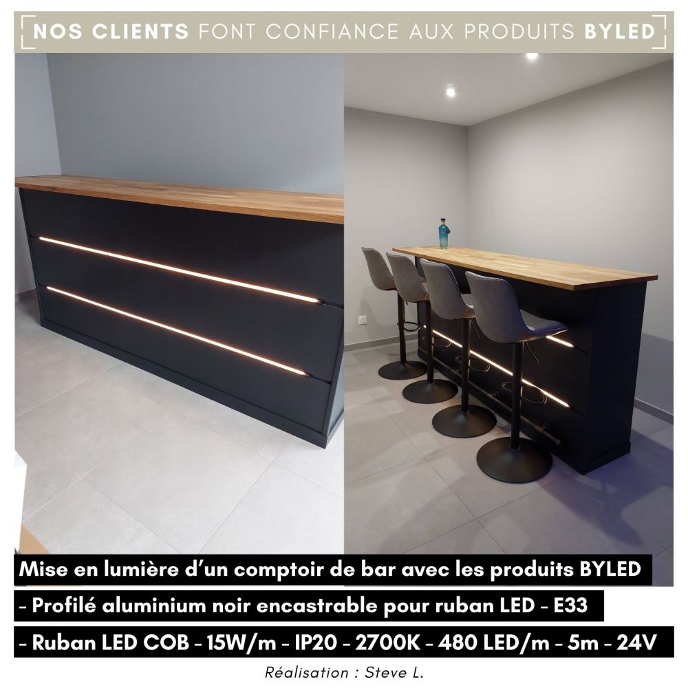 Profilé aluminium noir encastrable pour ruban LED - E33 - CRAFT - Vue supplémentaire