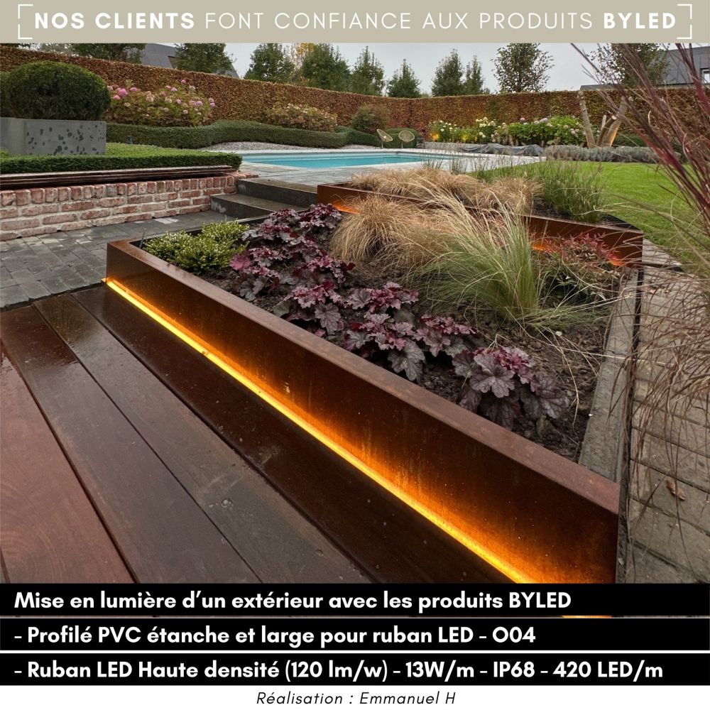 Profilé PVC étanche et large pour ruban LED - Diffuseur givré - O04 - CRAFT - Vue supplémentaire