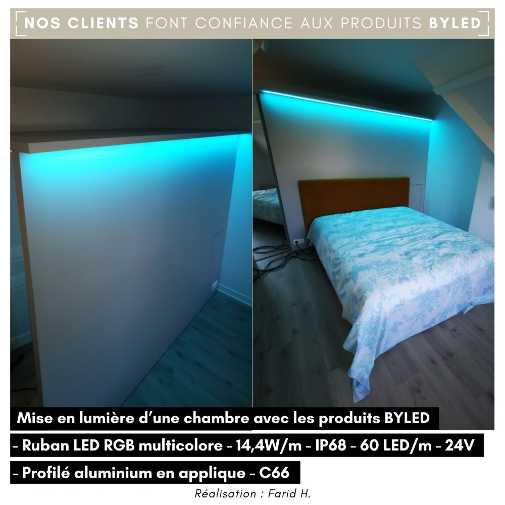 Ruban LED RGB multicolore - 14,4W/m - IP68 - 60 LED/m - 5050 - 5m - 24V - Vue supplémentaire