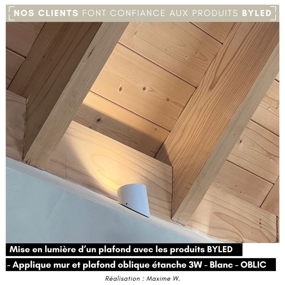 Applique LED mur et plafond oblique extérieure - 3W - 230V - Blanc - OBLIC - Vue supplémentaire