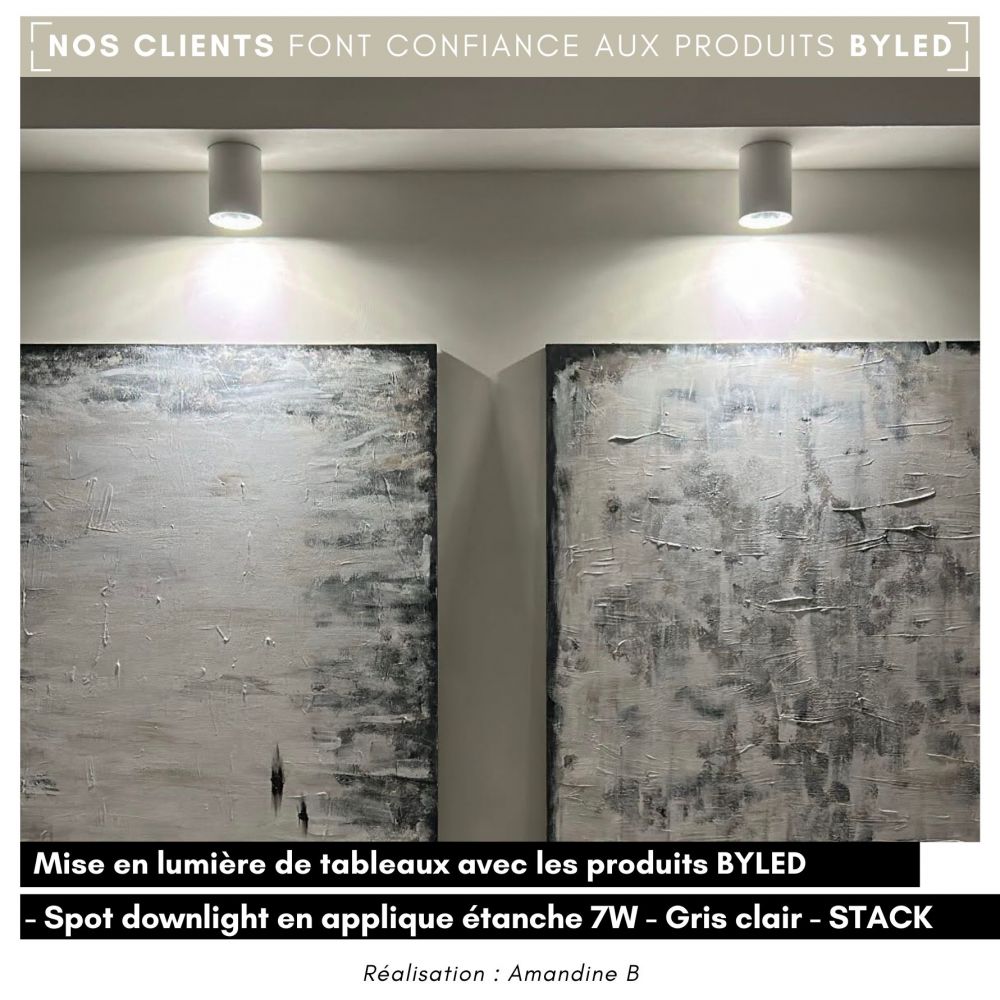 Spot LED downlight en applique extérieur - 7W - 230V - Gris clair - STACK - Vue supplémentaire