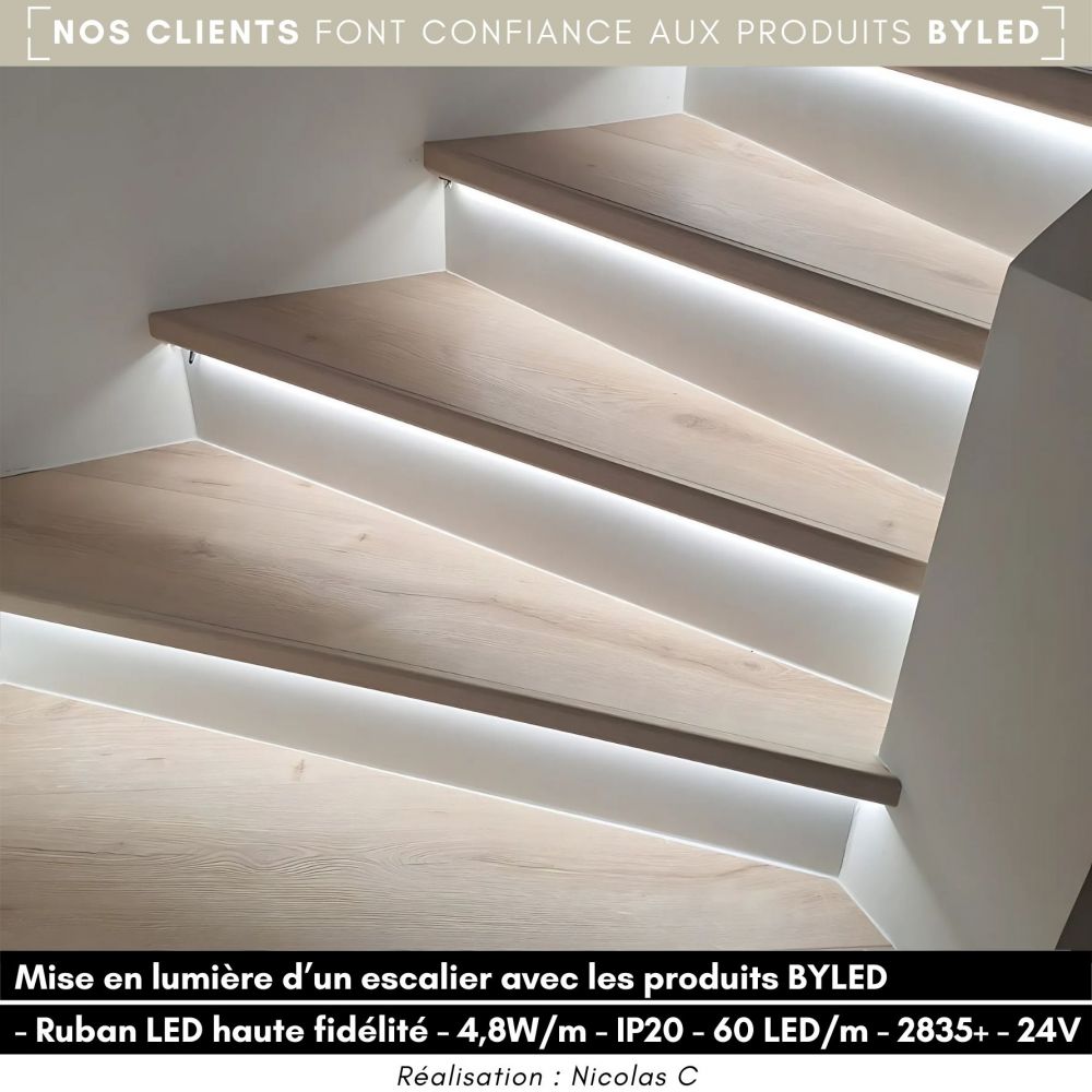 Ruban LED haute fidélité - 4,8W/m - IP20 - Blanc - 60 LED/m - 2835+ - 5m - 24V - Vue supplémentaire