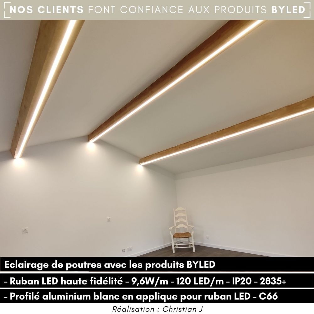 Profilé aluminium blanc en applique pour ruban LED - C66 - CRAFT - Vue supplémentaire