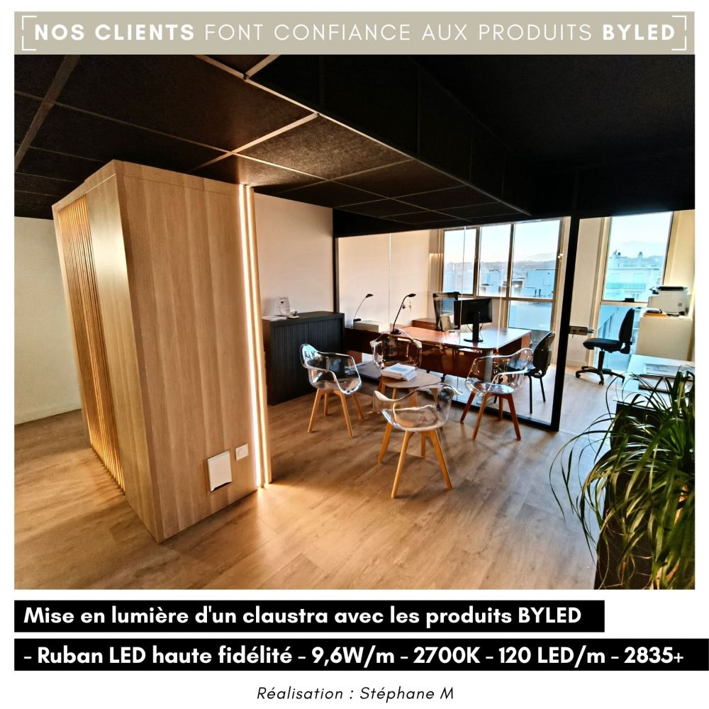 Ruban LED haute fidélité - 9,6W/m - IP20 - Blanc - 120 LED/m - 2835+ - 5m - 24V - Vue supplémentaire