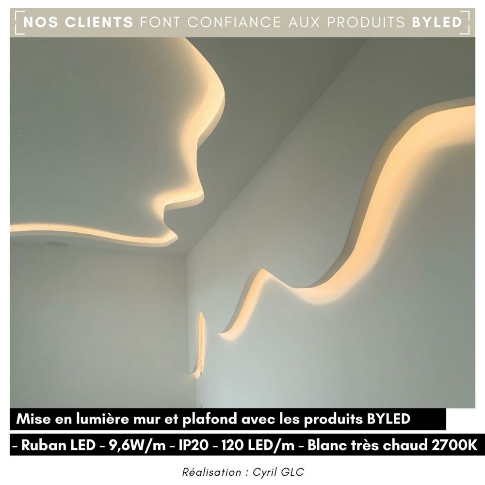 Ruban LED haute fidélité - 9,6W/m - IP20 - Blanc - 120 LED/m - 2835+ - 5m - 24V - Vue supplémentaire