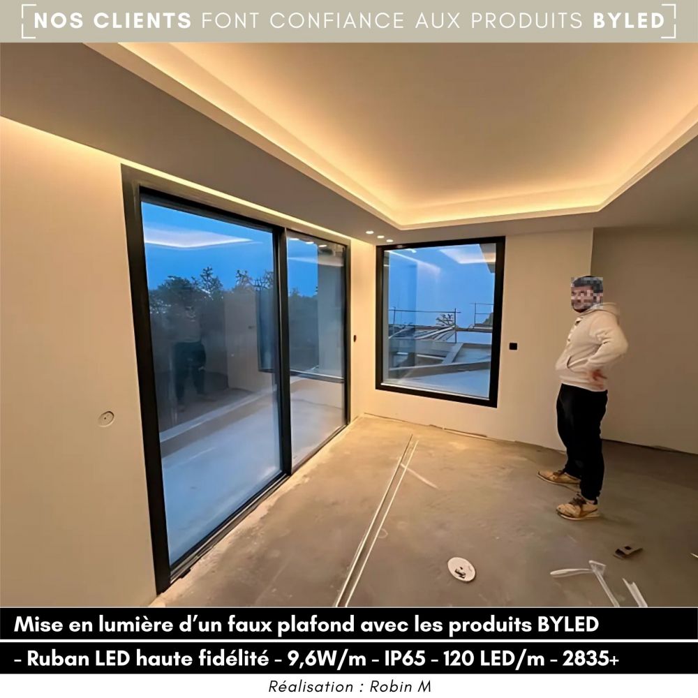 Ruban LED haute fidélité - 9,6W/m - IP65 - Blanc - 120 LED/m - 2835+ - 5m - 24V - Vue supplémentaire