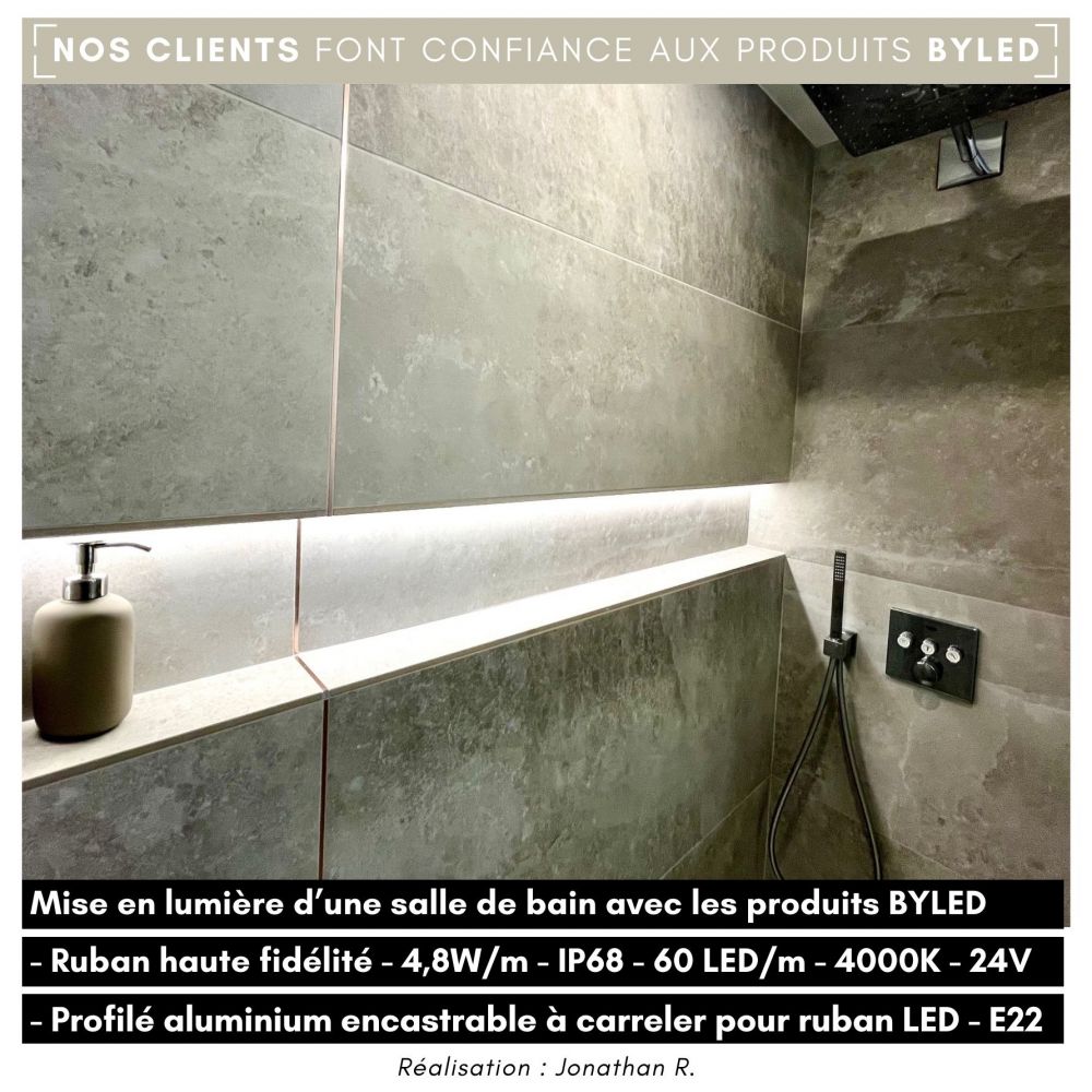 Ruban LED 2835+ - 4,8W/m - IP68 - Blanc - 60 LED/m - 5m - 24V - Vue supplémentaire