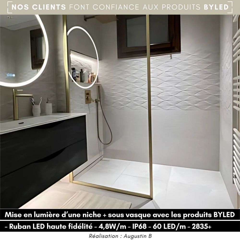 Ruban LED 2835+ - 4,8W/m - IP68 - Blanc - 60 LED/m - 5m - 24V - Vue supplémentaire