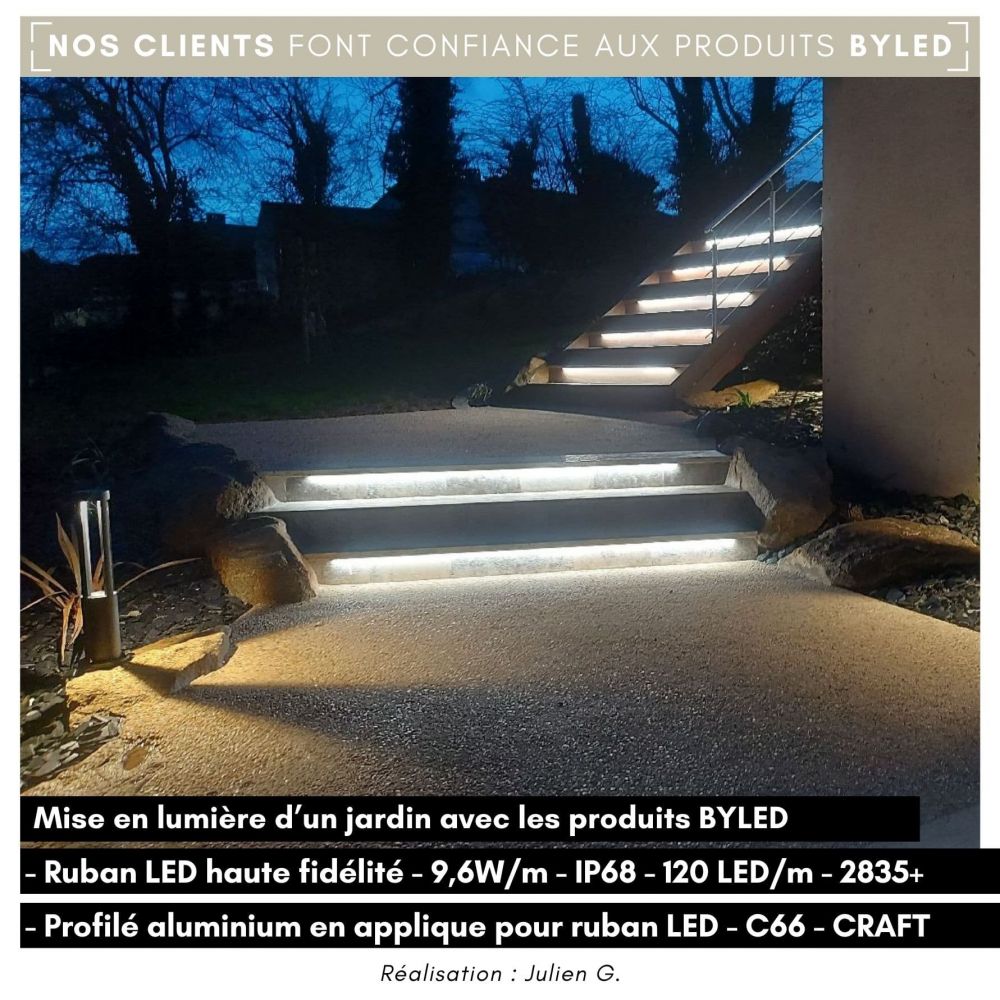 Ruban LED haute fidélité - 9,6W/m - IP68 - Blanc - 120 LED/m - 2835+ - 5m - 24V - Vue supplémentaire