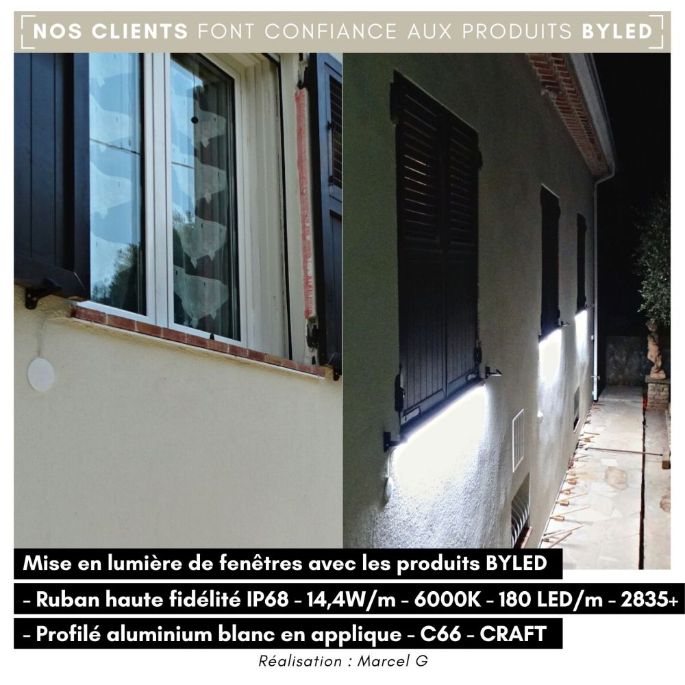 Profilé aluminium blanc en applique pour ruban LED - C66 - CRAFT - Vue supplémentaire