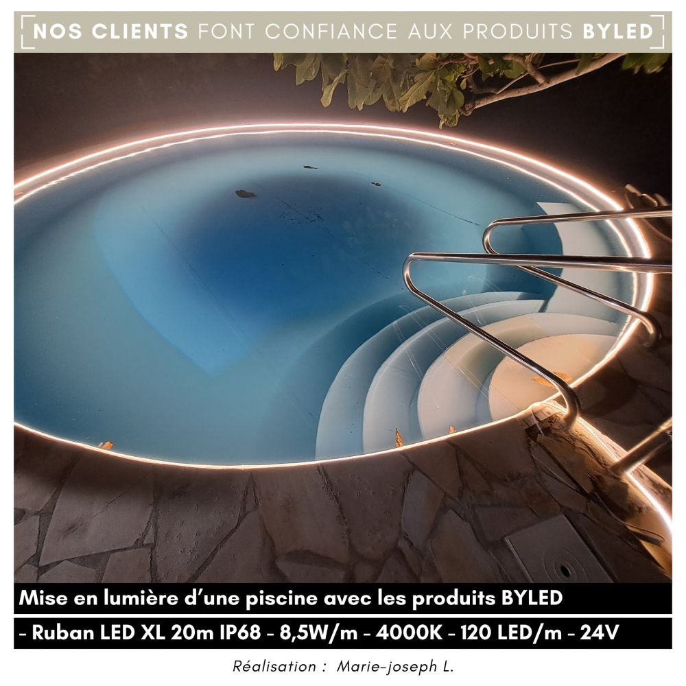 Ruban LED XL 20 mètres IP68 - 8,5W/m - Blanc - 120 LED/m - 2835+ haute fidélité - 24V - Vue supplémentaire