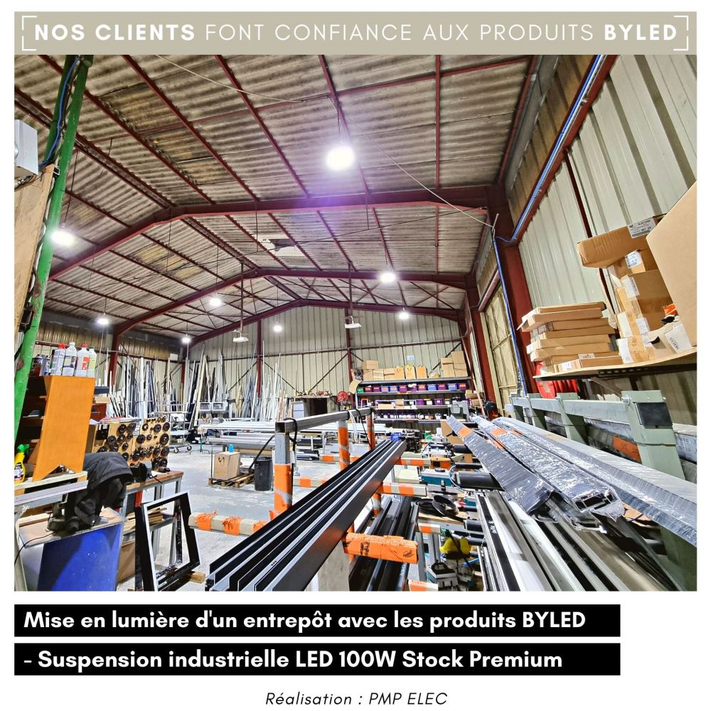 Suspension industrielle LED 100W Stock Premium – 160 lm/W – Dimmable - IP65 - Vue supplémentaire