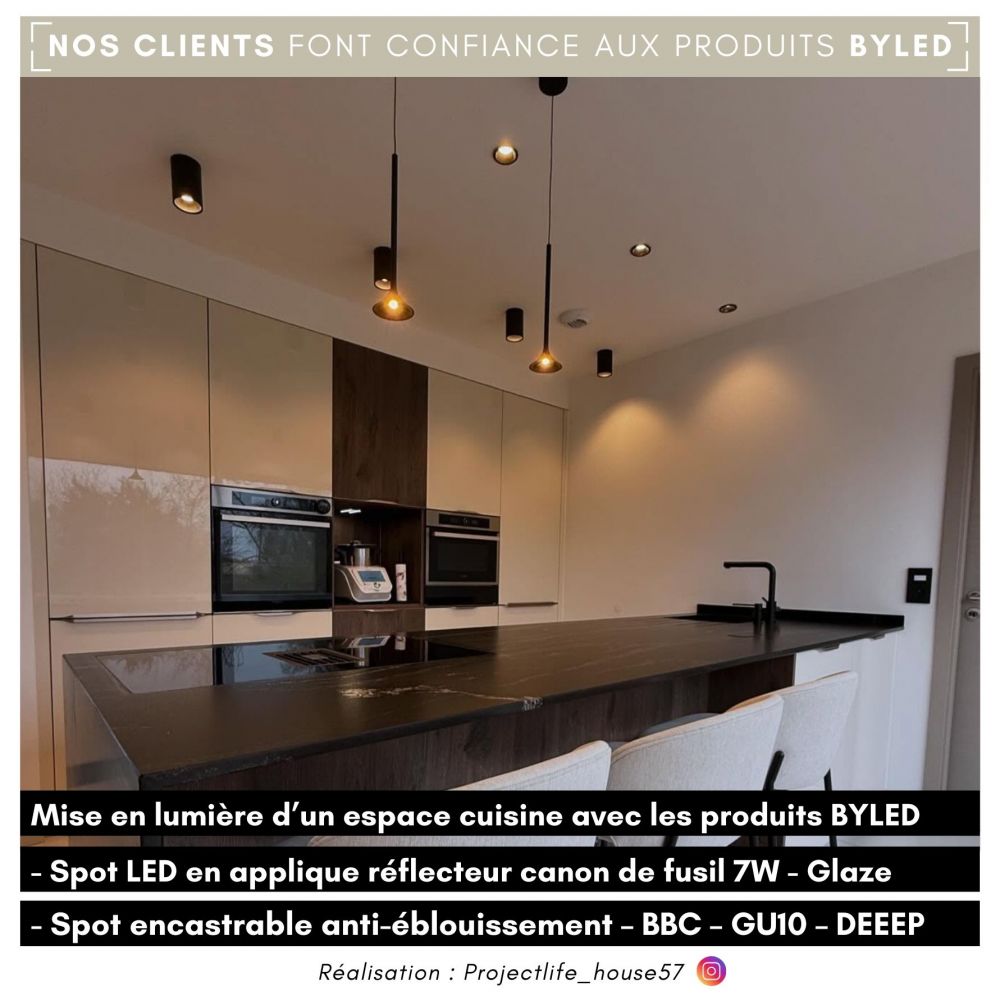 Spot rond encastrable anti-éblouissement IP65 – BBC – LED GU10 – DEEEP Noir - Vue supplémentaire