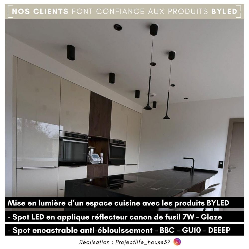 Spot rond encastrable anti-éblouissement IP65 – BBC – LED GU10 – DEEEP Noir - Vue supplémentaire