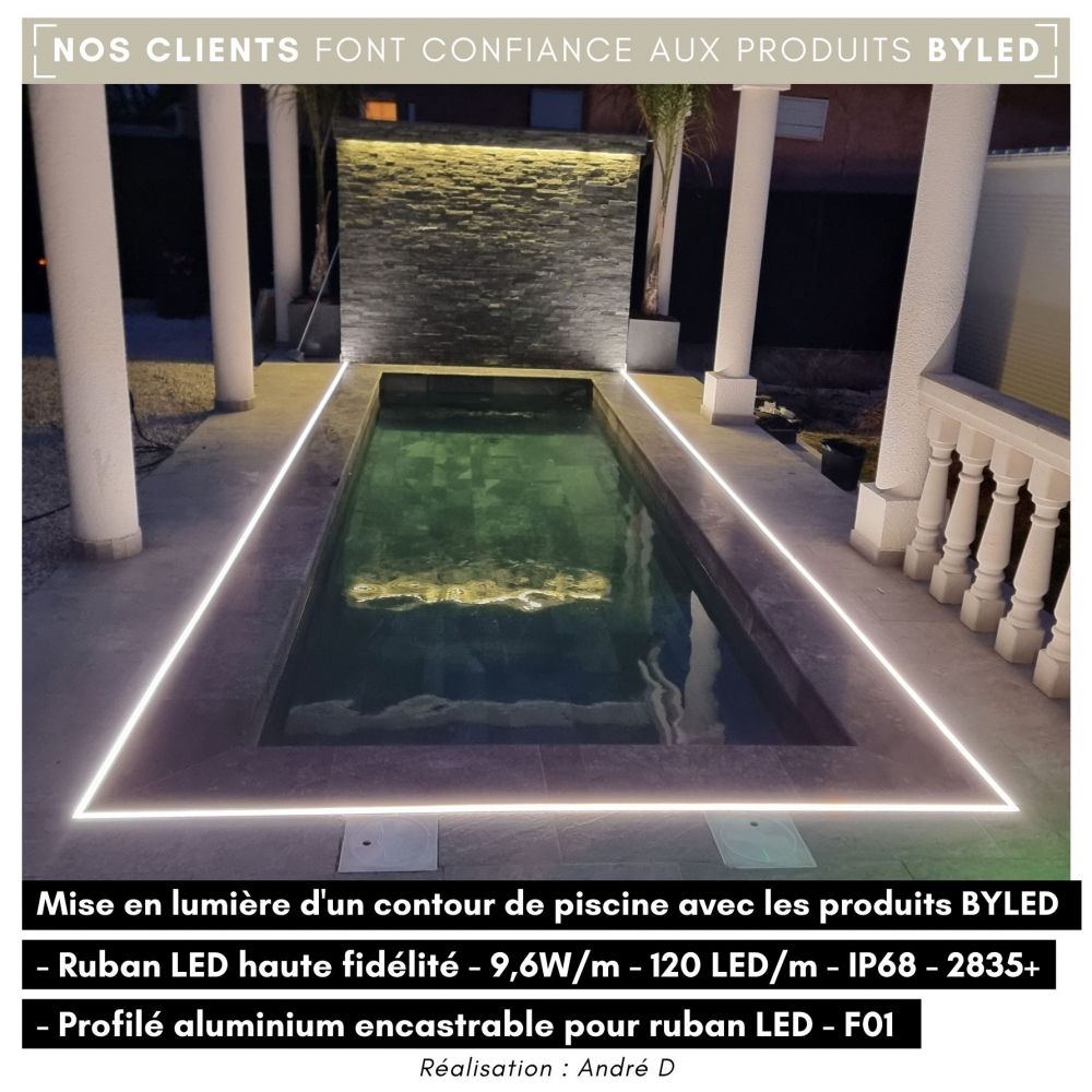 Ruban LED haute fidélité - 9,6W/m - IP68 - Blanc - 120 LED/m - 2835+ - 5m - 24V - Vue supplémentaire