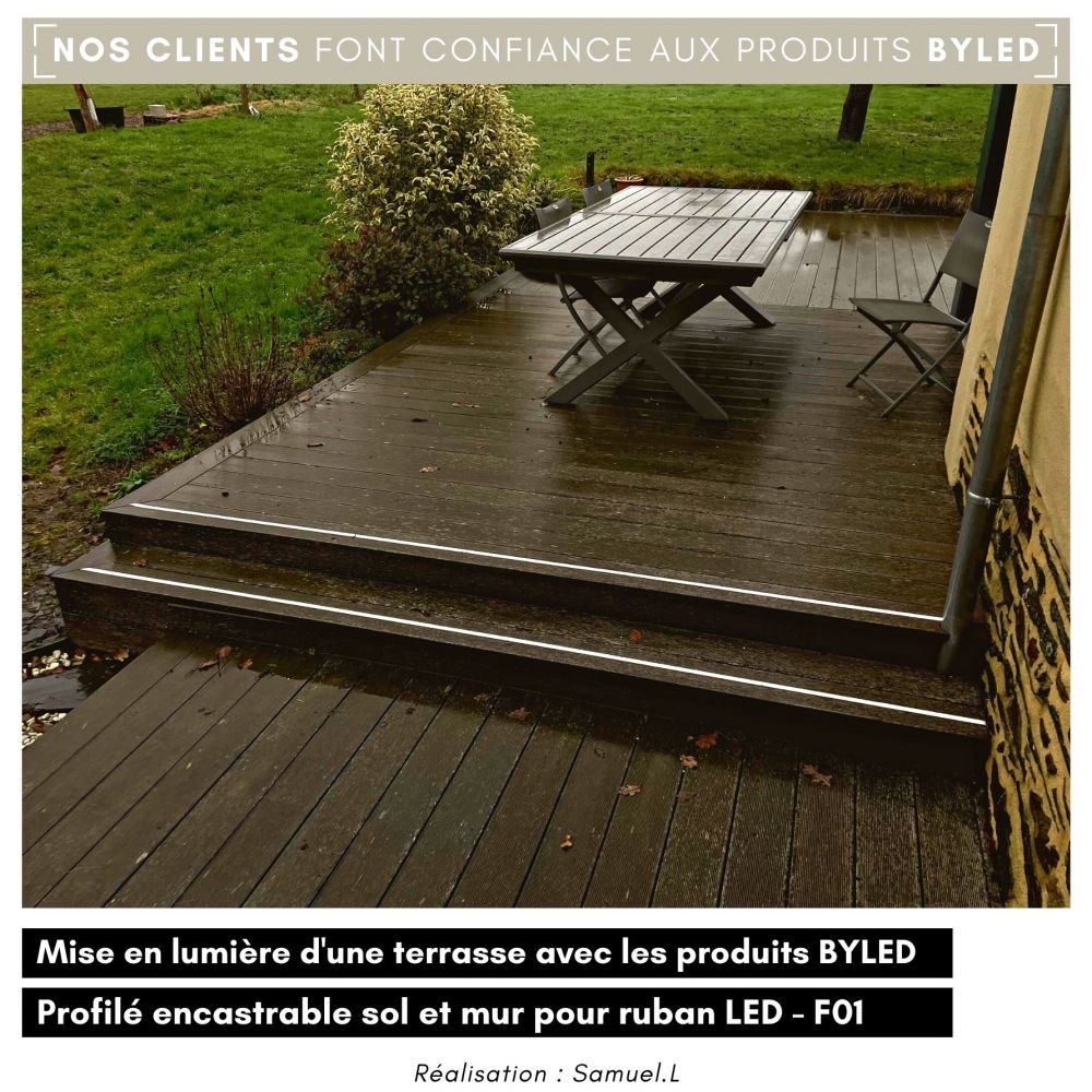 Profilé aluminium sol et mur pour ruban LED - Diffuseur givré - F01 - CRAFT - Vue supplémentaire