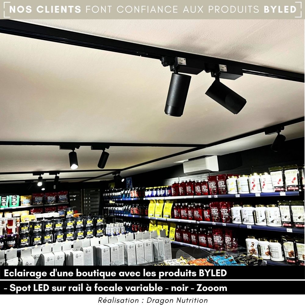 Spot LED sur rail à focale variable 30W - Blanc - Zooom 30 - Vue supplémentaire