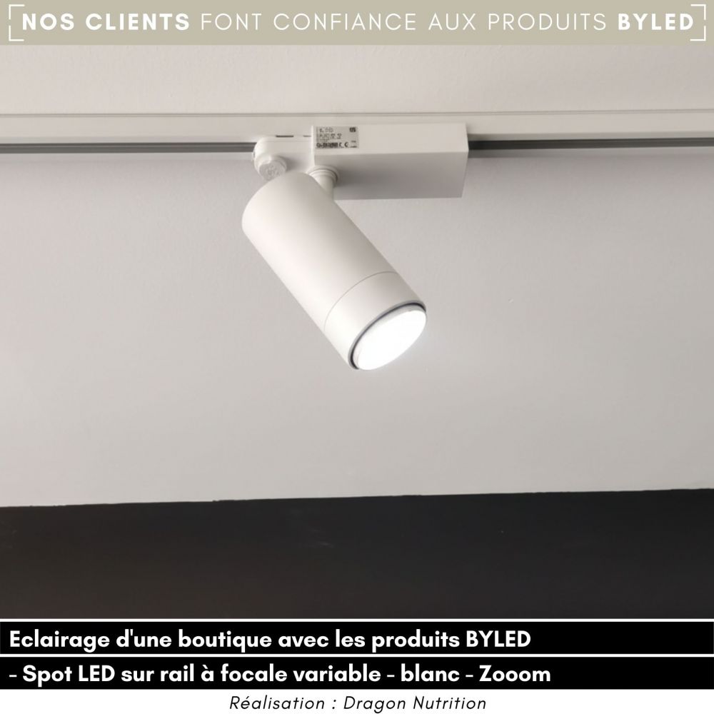Spot LED sur rail à focale variable 30W - Blanc - Zooom 30 - Vue supplémentaire