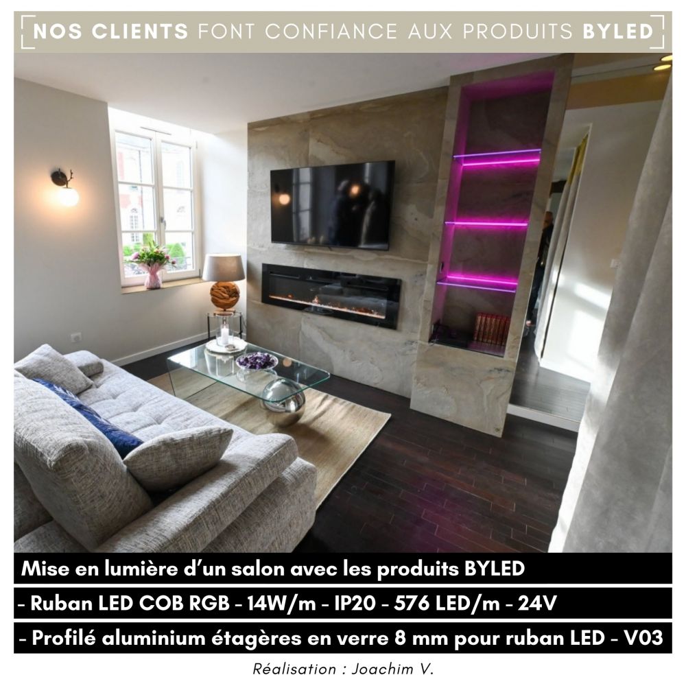 Profilé aluminium étagères en verre 8 mm pour ruban LED - V03 - CRAFT - Vue supplémentaire