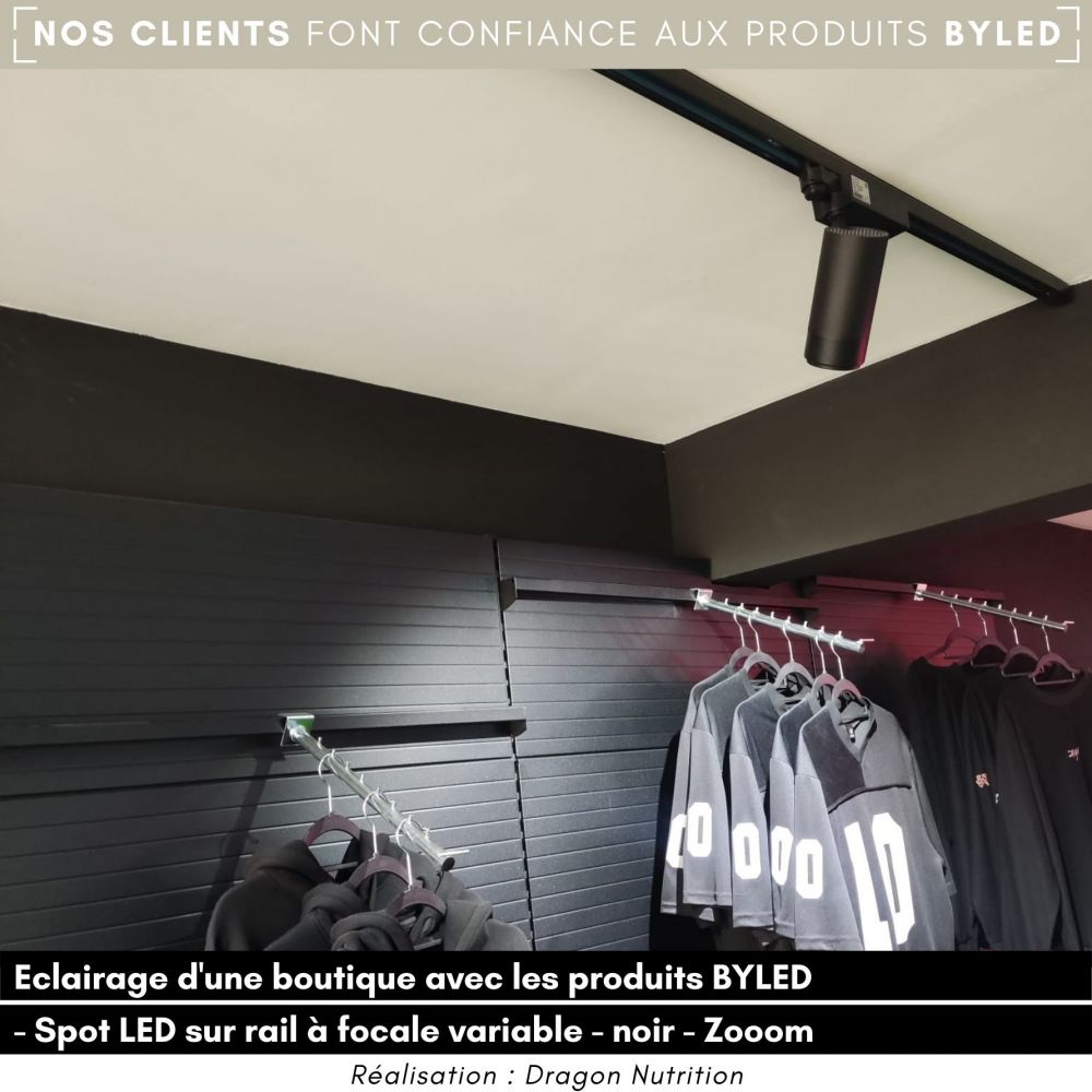 Spot LED sur rail à focale variable 30W - noir - Zooom 30 - Vue supplémentaire