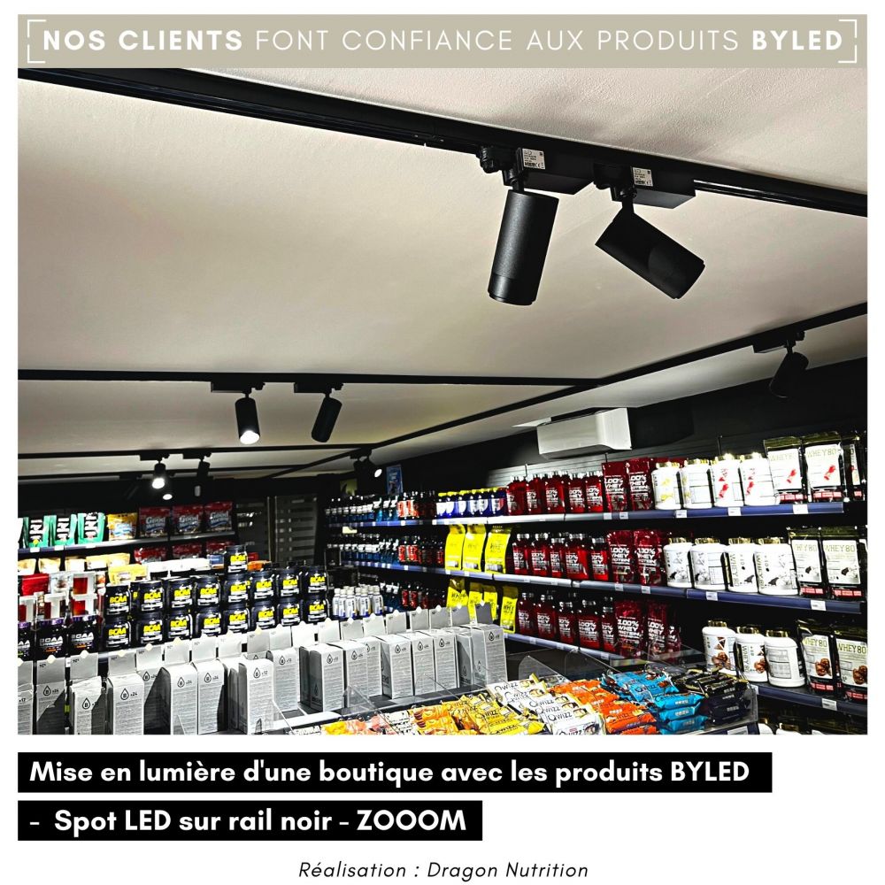 Spot LED sur rail à focale variable 30W - noir - Zooom 30 - Vue supplémentaire