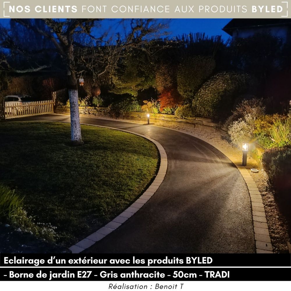 Borne de jardin avec ampoule E27 - 6W - 230V - TRADI  - Vue supplémentaire