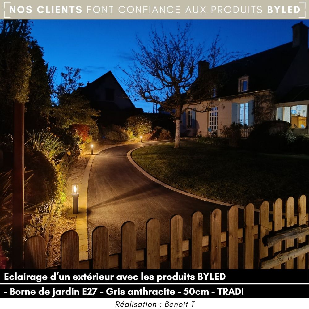 Borne de jardin avec ampoule E27 - 6W - 230V - TRADI  - Vue supplémentaire