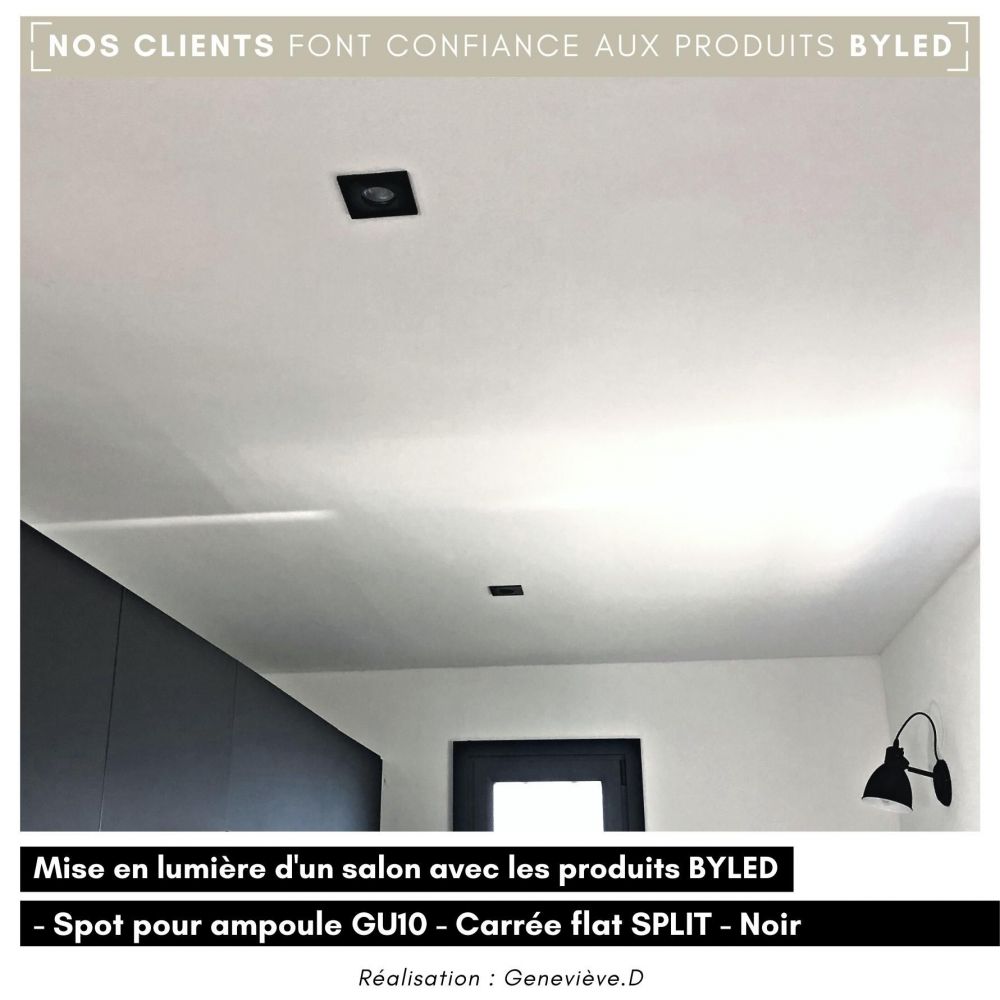 Spot pour ampoule GU10 - Carrée flat SPLIT - Noir - Vue supplémentaire