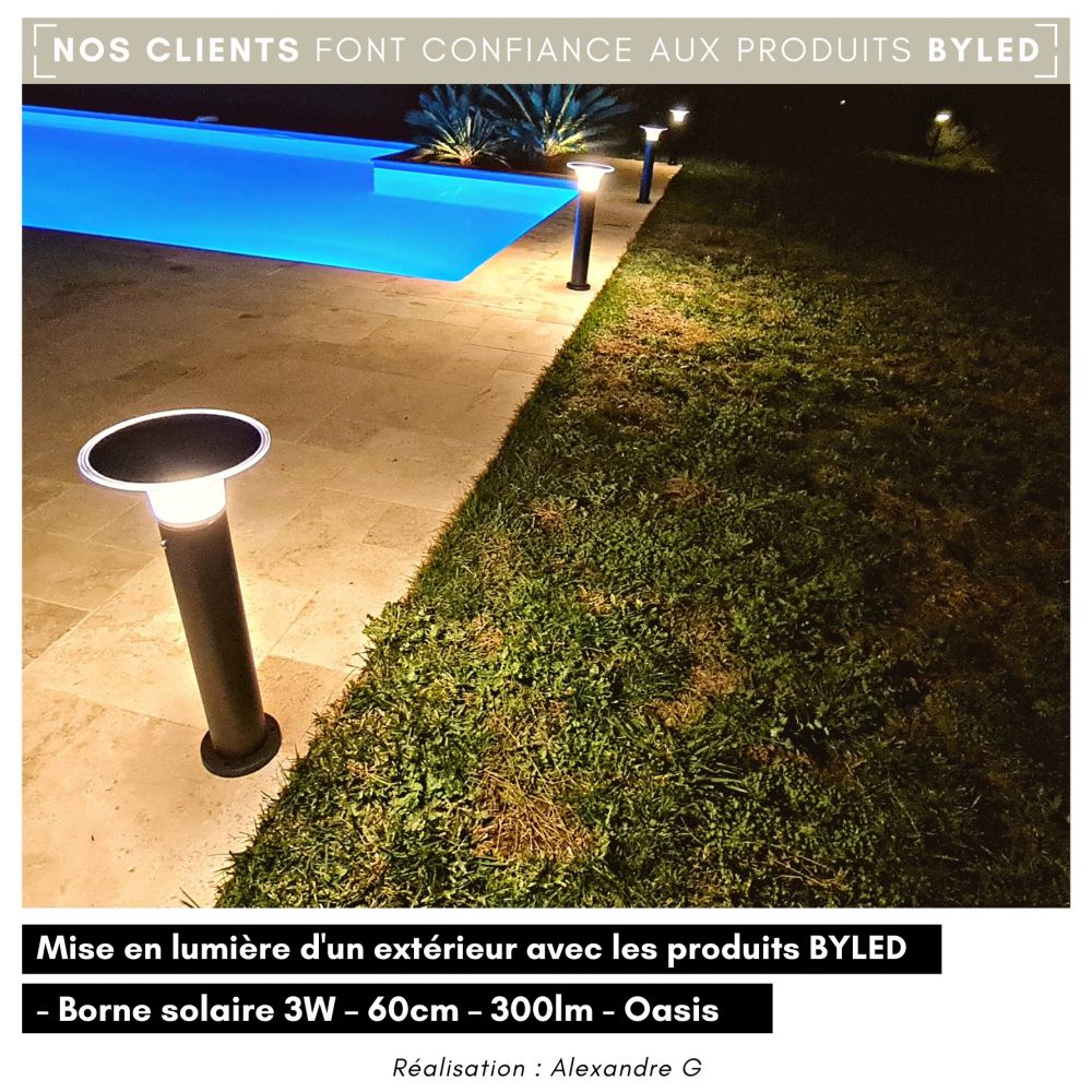 Borne solaire LED - 3W - 60 cm - 11h d’autonomie - OASIS - Vue supplémentaire