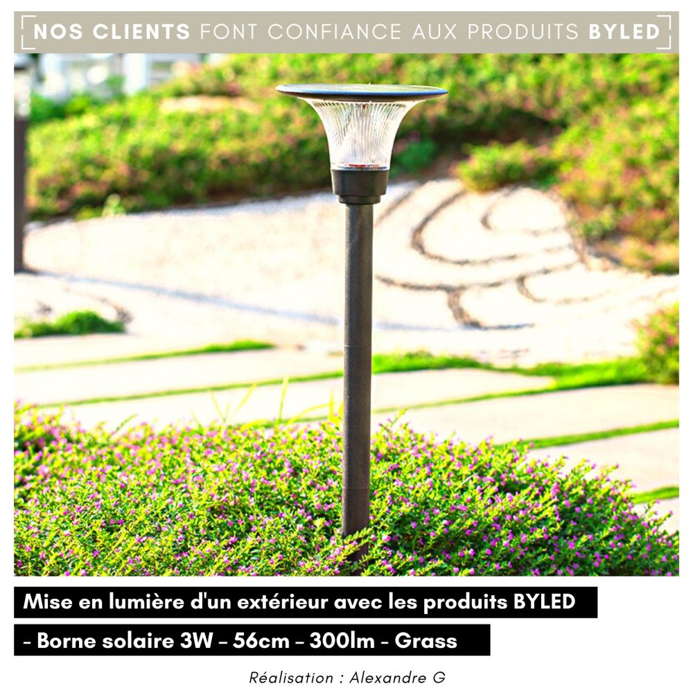 Borne solaire LED sur piquet - 3W - 56 cm - 11h d’autonomie - GRASS - Vue supplémentaire