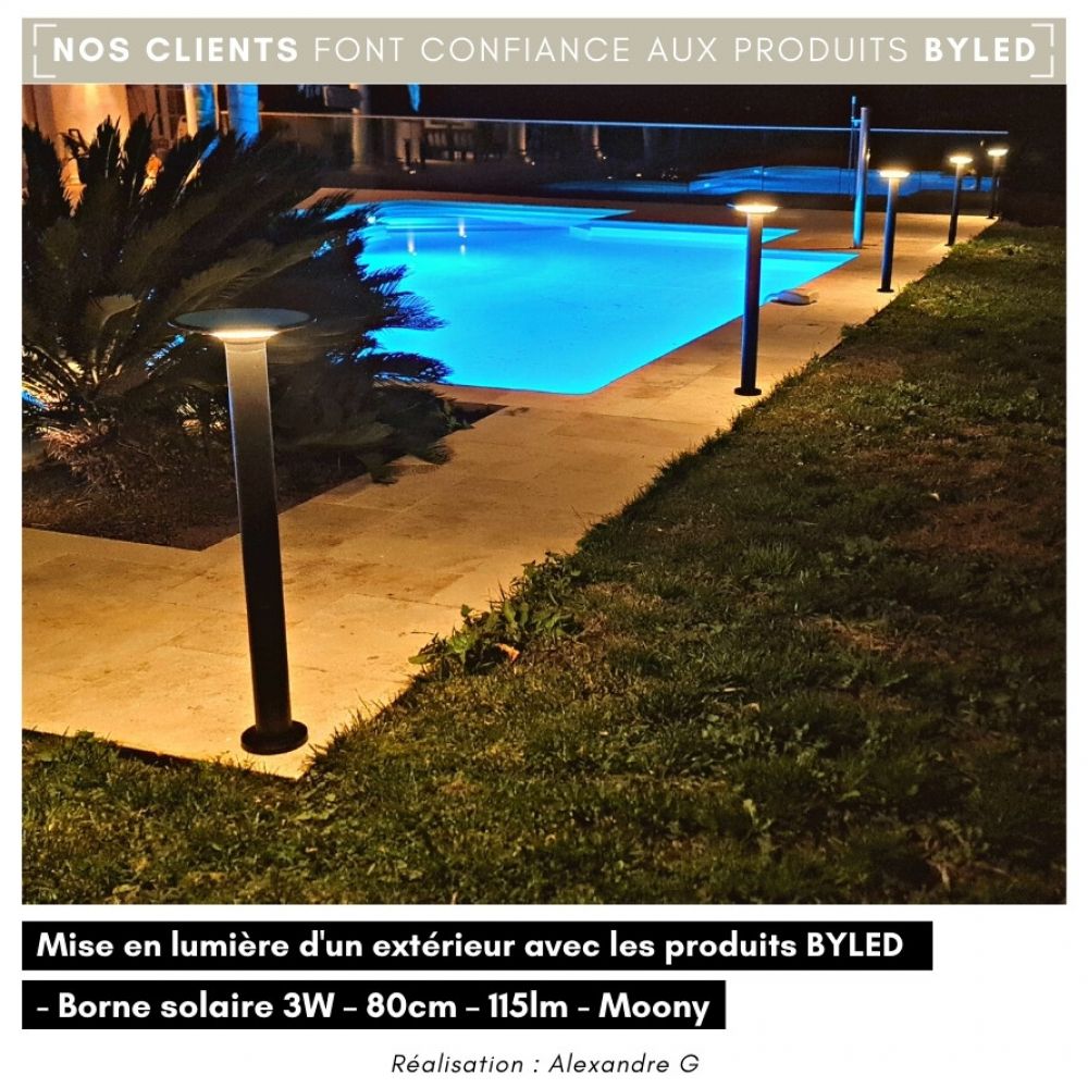 Borne solaire LED à éclairage circulaire - 3W - 80 cm - 12h d’autonomie - MOONY - Vue supplémentaire