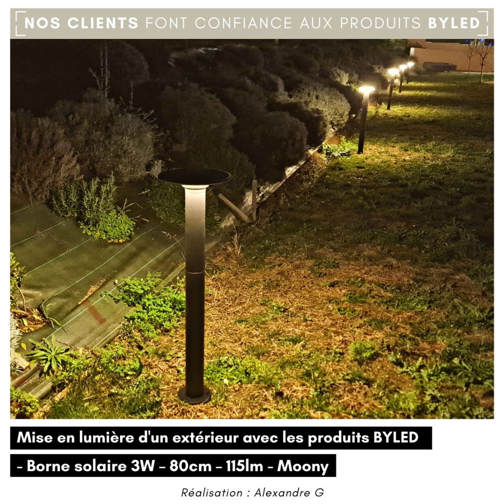 Borne solaire LED à éclairage circulaire - 3W - 80 cm - 12h d’autonomie - MOONY - Vue supplémentaire