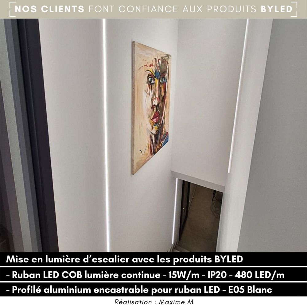 Profilé aluminium blanc encastrable pour ruban LED - Diffuseur givré - E05 - CRAFT - Vue supplémentaire