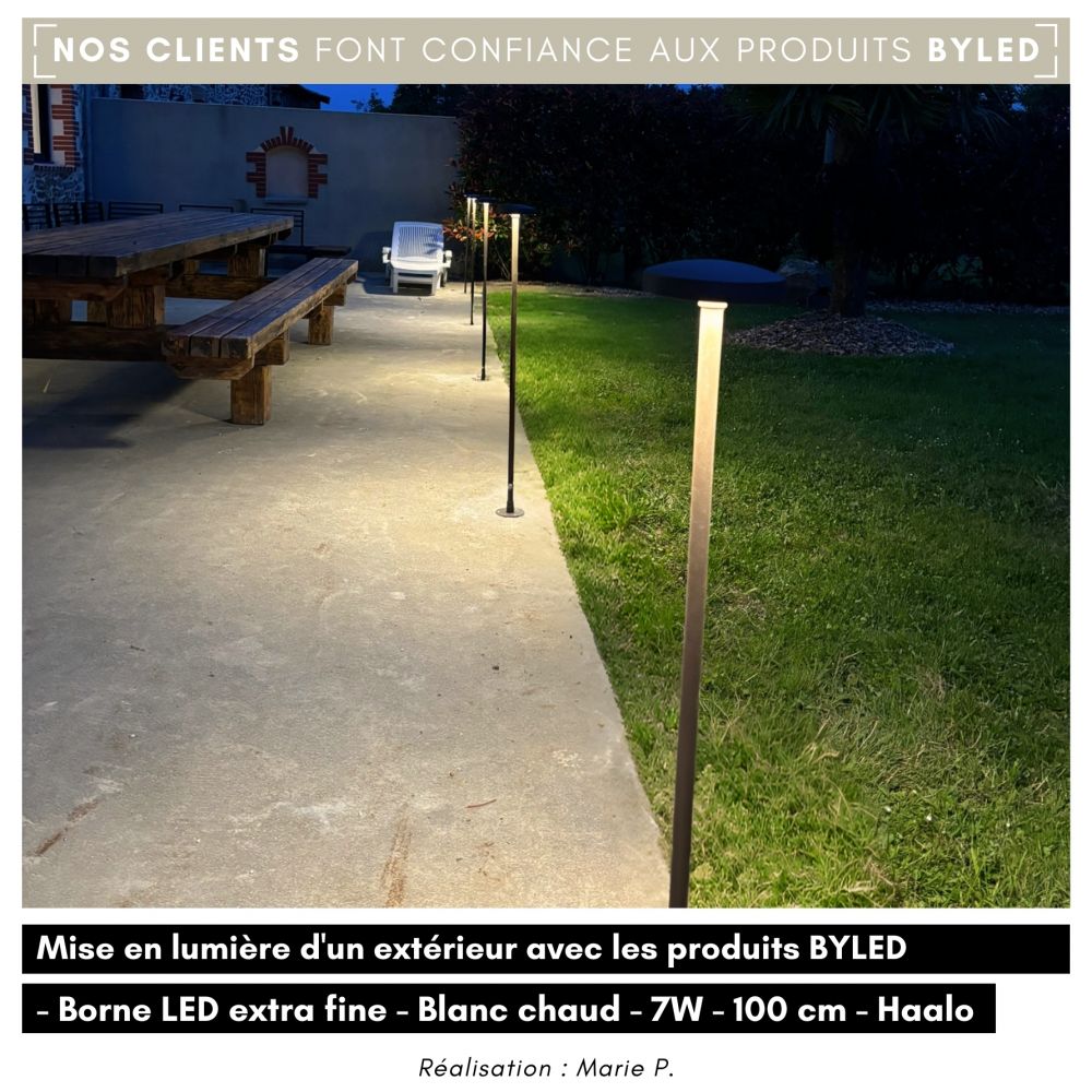 Borne LED extra fine d'extérieur à tête bombée - 7W - 80 cm - Chocolat - HAALÖ - Vue supplémentaire