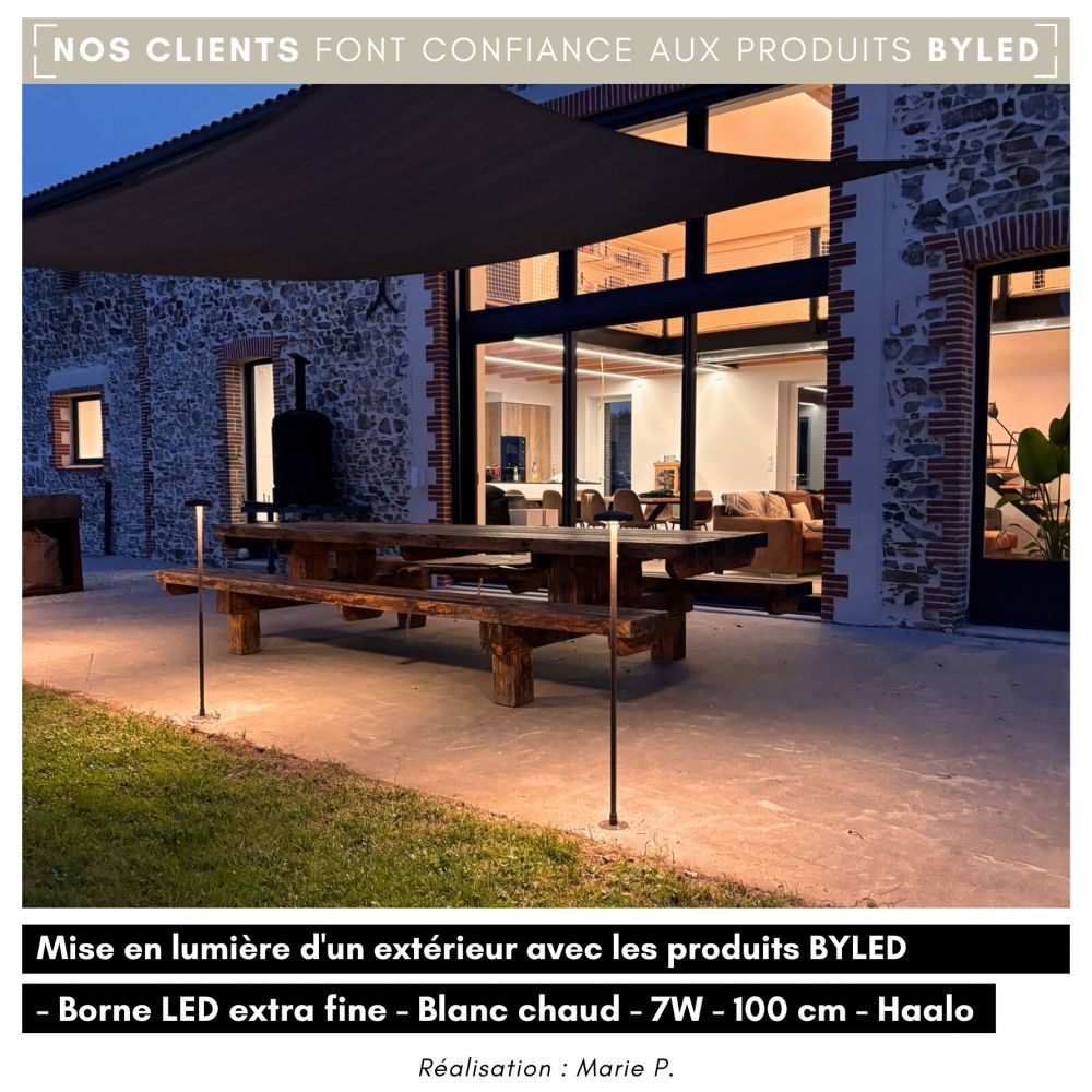 Borne LED extra fine d'extérieur à tête bombée - 7W - 80 cm - Chocolat - HAALÖ - Vue supplémentaire