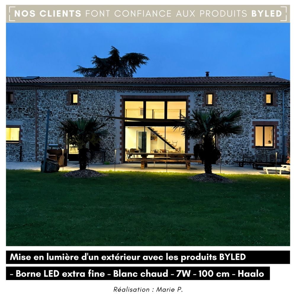 Borne LED extra fine d'extérieur à tête bombée - 7W - 80 cm - Chocolat - HAALÖ - Vue supplémentaire