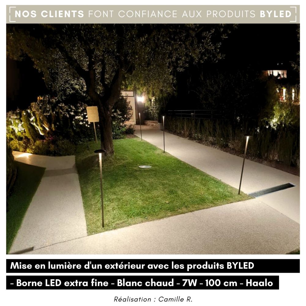 Borne LED extra fine d'extérieur à tête bombée - 7W - 80 cm - Chocolat - HAALÖ - Vue supplémentaire