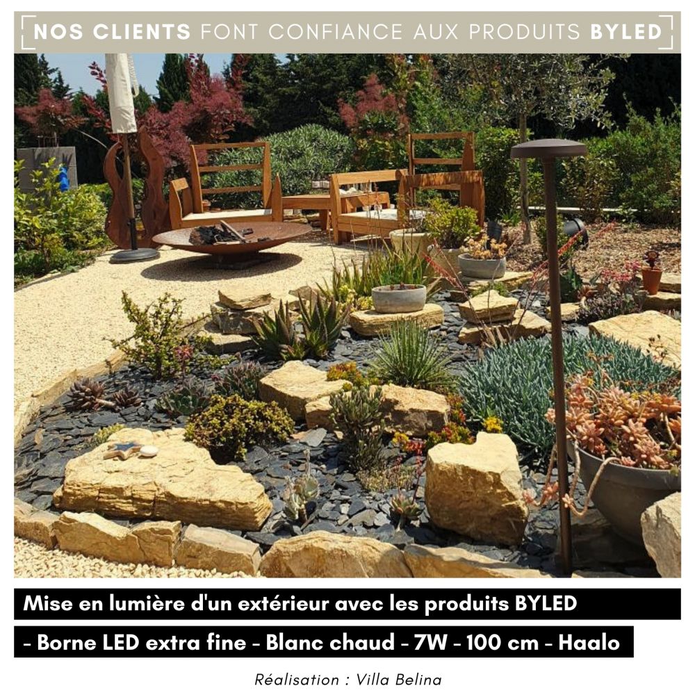 Borne LED extra fine d'extérieur à tête bombée - 7W - 80 cm - Chocolat - HAALÖ - Vue supplémentaire