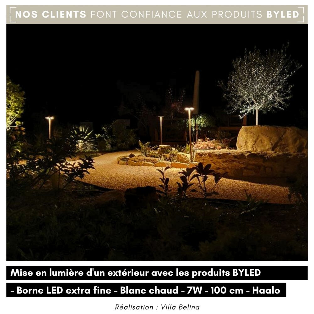 Borne LED extra fine d'extérieur à tête bombée - 7W - 80 cm - Chocolat - HAALÖ - Vue supplémentaire