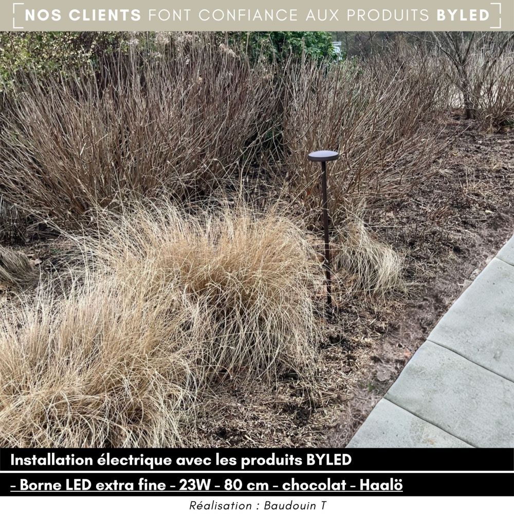 Borne LED extra fine d'extérieur à tête bombée - 7W - 80 cm - Chocolat - HAALÖ - Vue supplémentaire