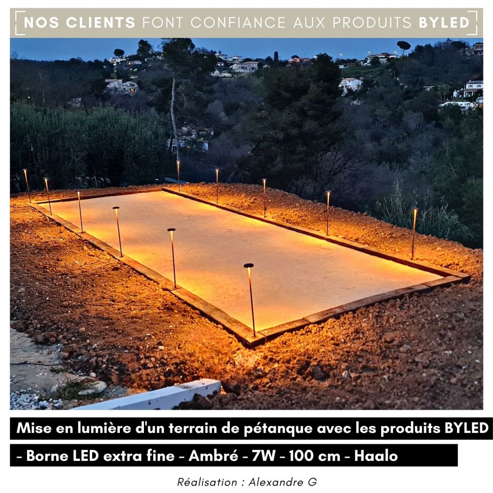 Borne LED extra fine d'extérieur à tête bombée - 7W - 100 cm - Chocolat - HAALÖ - Vue supplémentaire