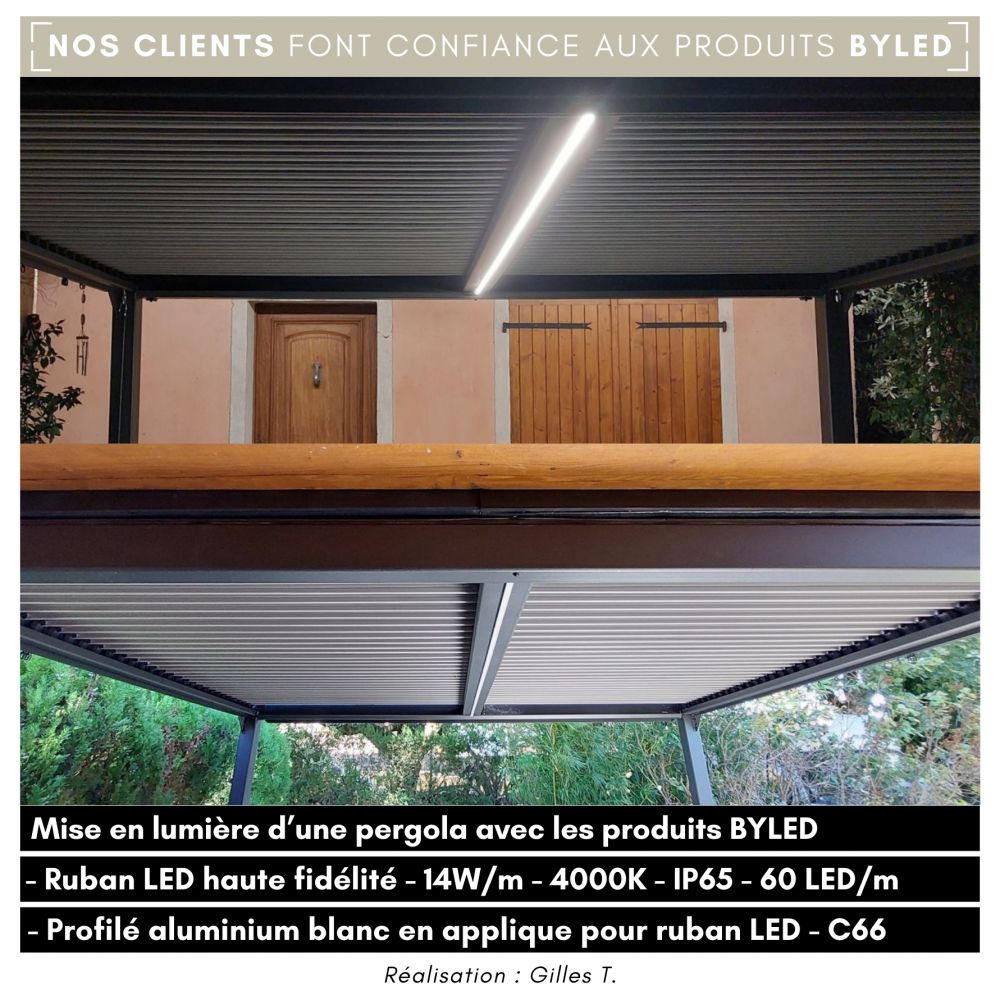 Profilé aluminium blanc en applique pour ruban LED - C66 - CRAFT - Vue supplémentaire