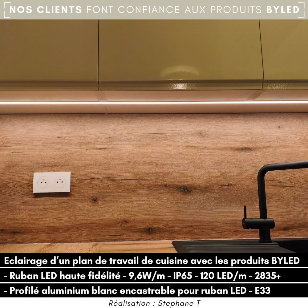 Profilé aluminium blanc encastrable pour ruban LED - E33 - CRAFT - Vue supplémentaire