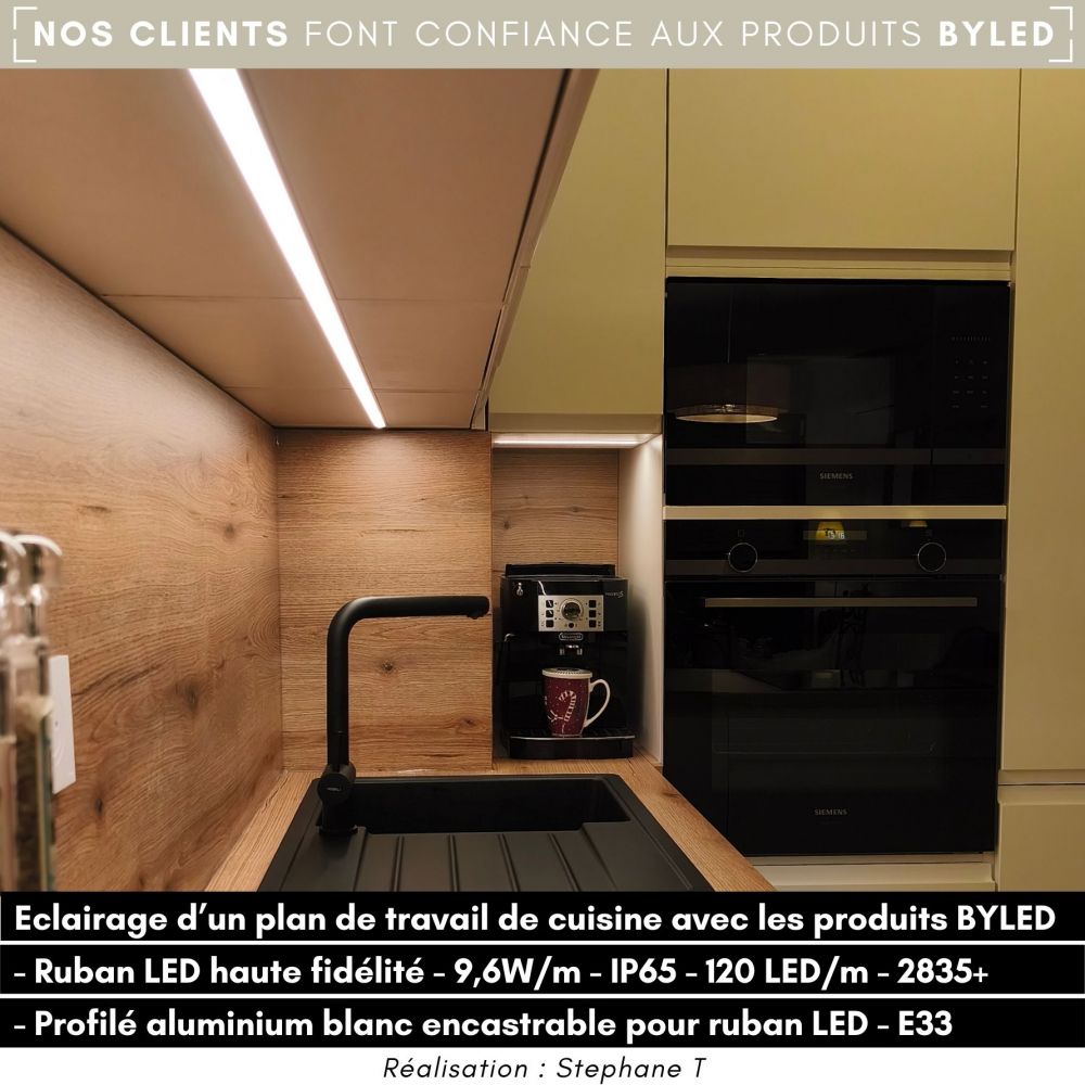 Profilé aluminium blanc encastrable pour ruban LED - E33 - CRAFT - Vue supplémentaire