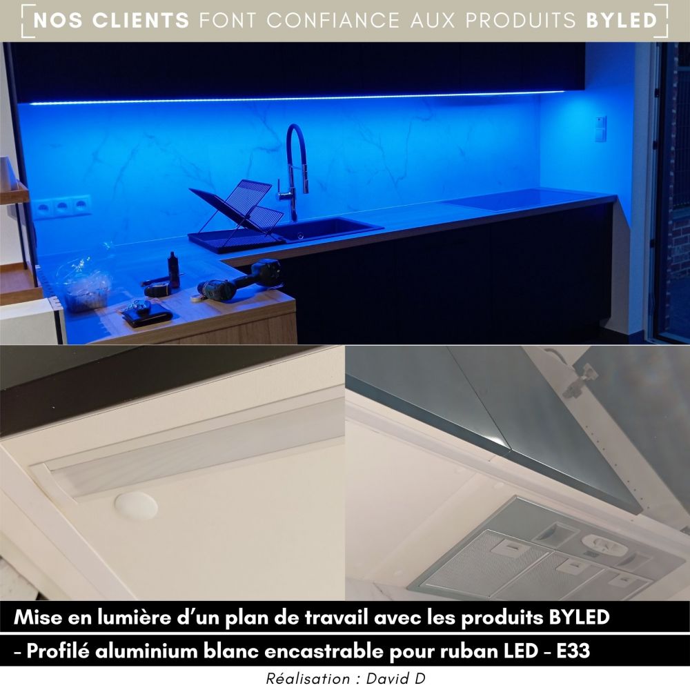 Profilé aluminium blanc encastrable pour ruban LED - E33 - CRAFT - Vue supplémentaire