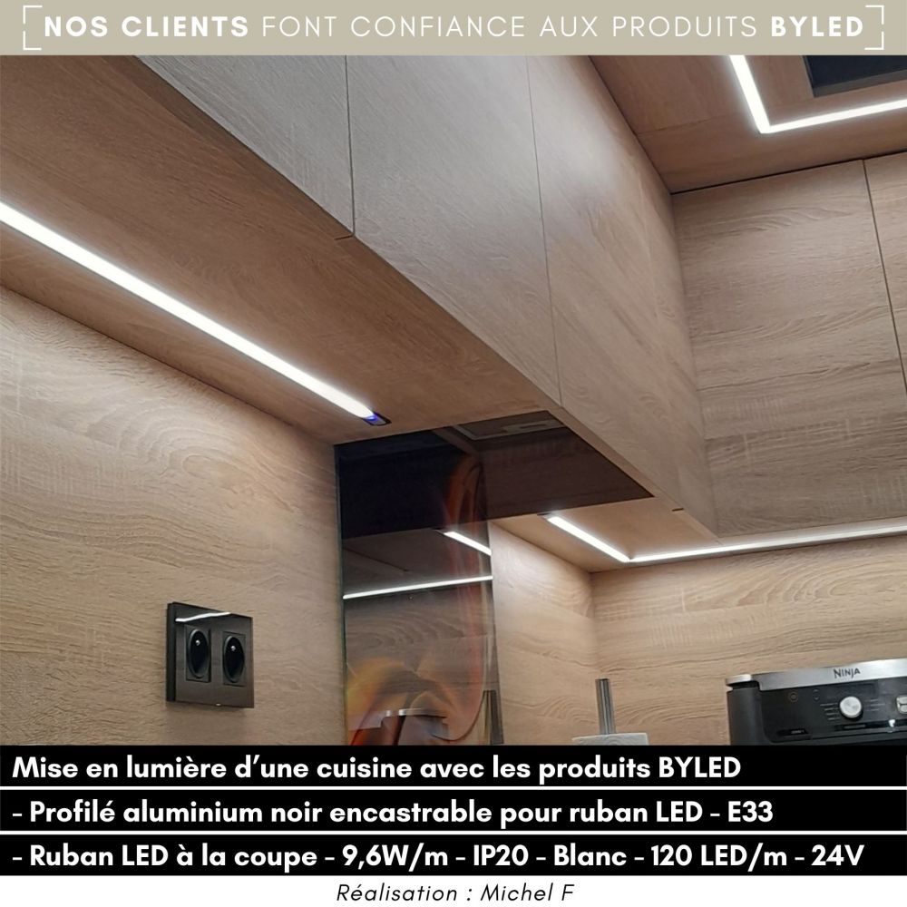 Profilé aluminium noir encastrable pour ruban LED - E33 - CRAFT - Vue supplémentaire