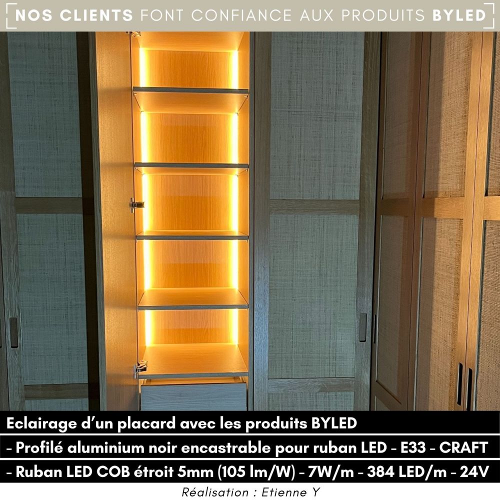 Profilé aluminium noir encastrable pour ruban LED - E33 - CRAFT - Vue supplémentaire