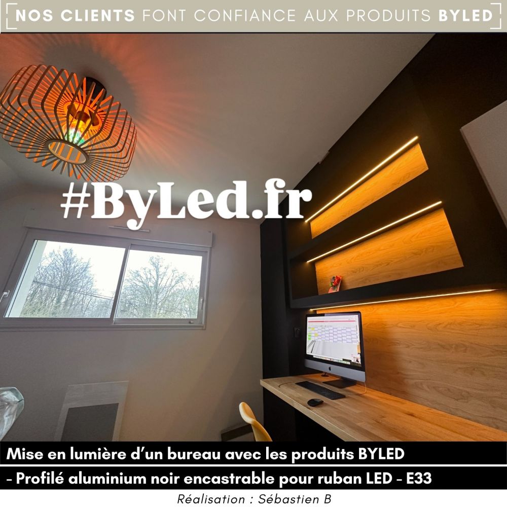 Profilé aluminium noir encastrable pour ruban LED - E33 - CRAFT - Vue supplémentaire