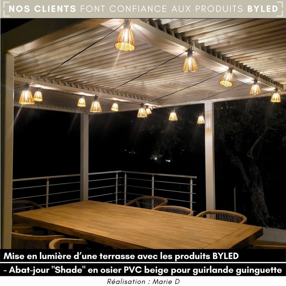 Abat-jour "Shade" en osier PVC beige pour guirlande guinguette - Vue supplémentaire