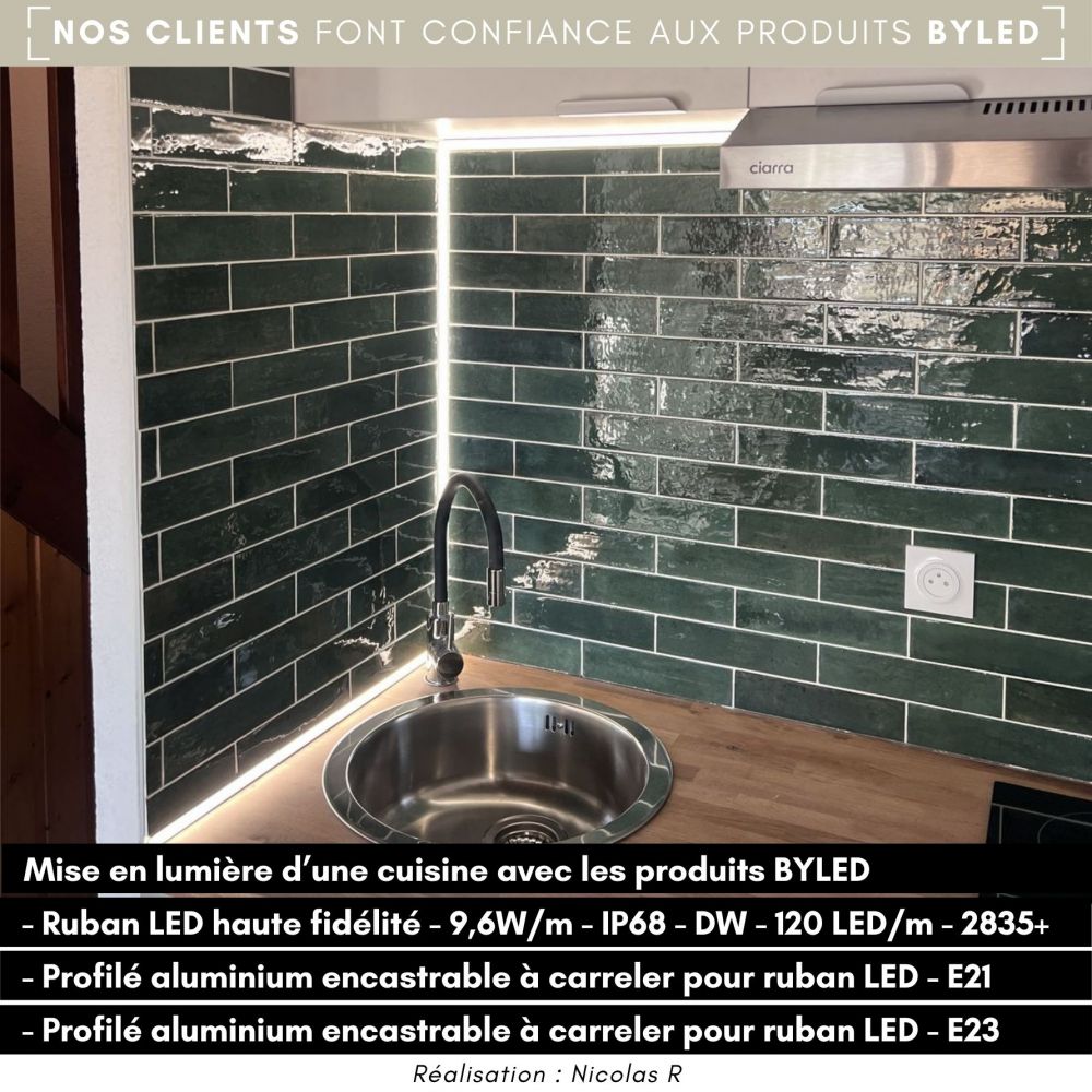 Ruban LED haute fidélité - 9,6W/m - IP68 - Blanc - 120 LED/m - 2835+ - 5m - 24V - Vue supplémentaire